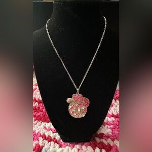 Sparkling Pink Cowboy Hat Pendant Necklace - Women Jewelry